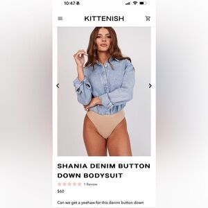 Kittenish Denim Bodysuit size M